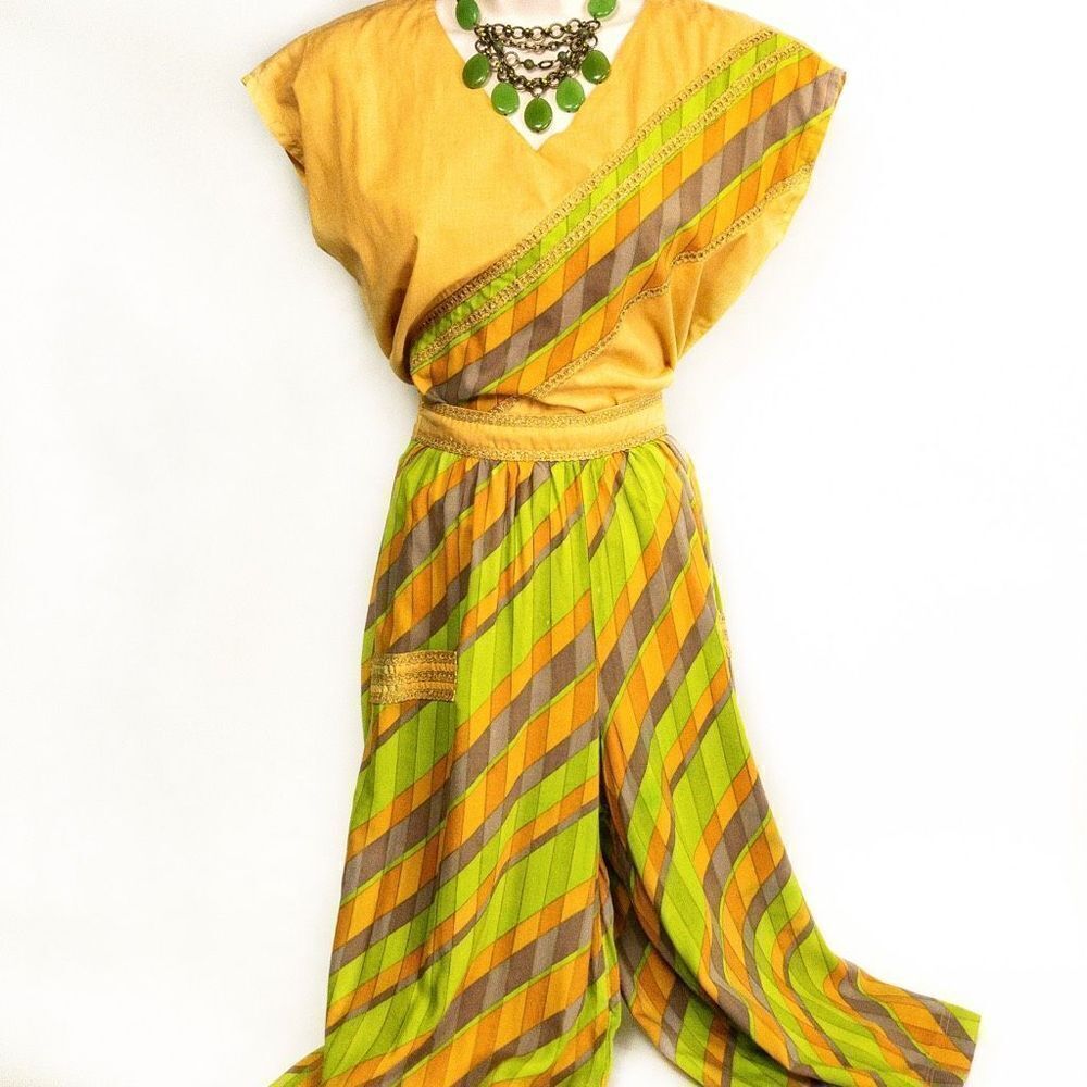 VTG Electric Company Orange/Green 2-Piece Culotte Set Sz S